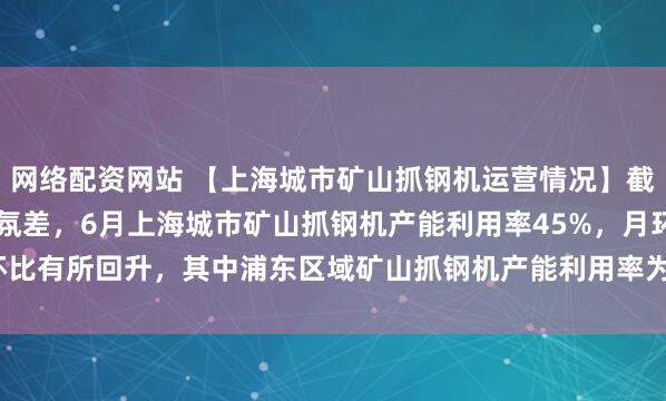 网络配资网站 【上海城市矿山抓钢机运营情况】截止7月7日，市场交投气氛差，6月上海城市矿山抓钢机产能利用率45%，月环比有所回升，其中浦东区域矿山抓钢机产能利用率为55.83%，浦西为34.17%.