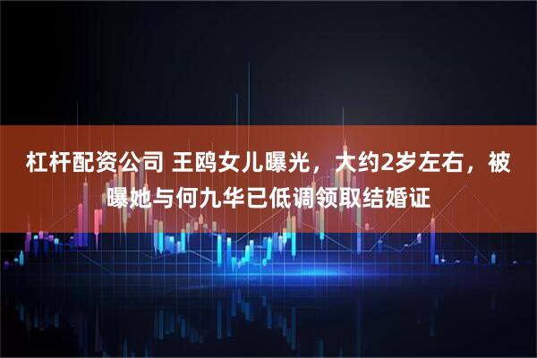杠杆配资公司 王鸥女儿曝光，大约2岁左右，被曝她与何九华已低调领取结婚证
