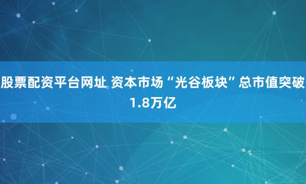 股票配资平台网址 资本市场“光谷板块”总市值突破1.8万亿